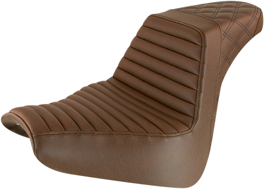 SADDLEMEN Step-Up Seat - Front Tuck-n-Roll/Rear Lattice Stitch - Brown - FXBR/S '18-'20 818-31-176BR