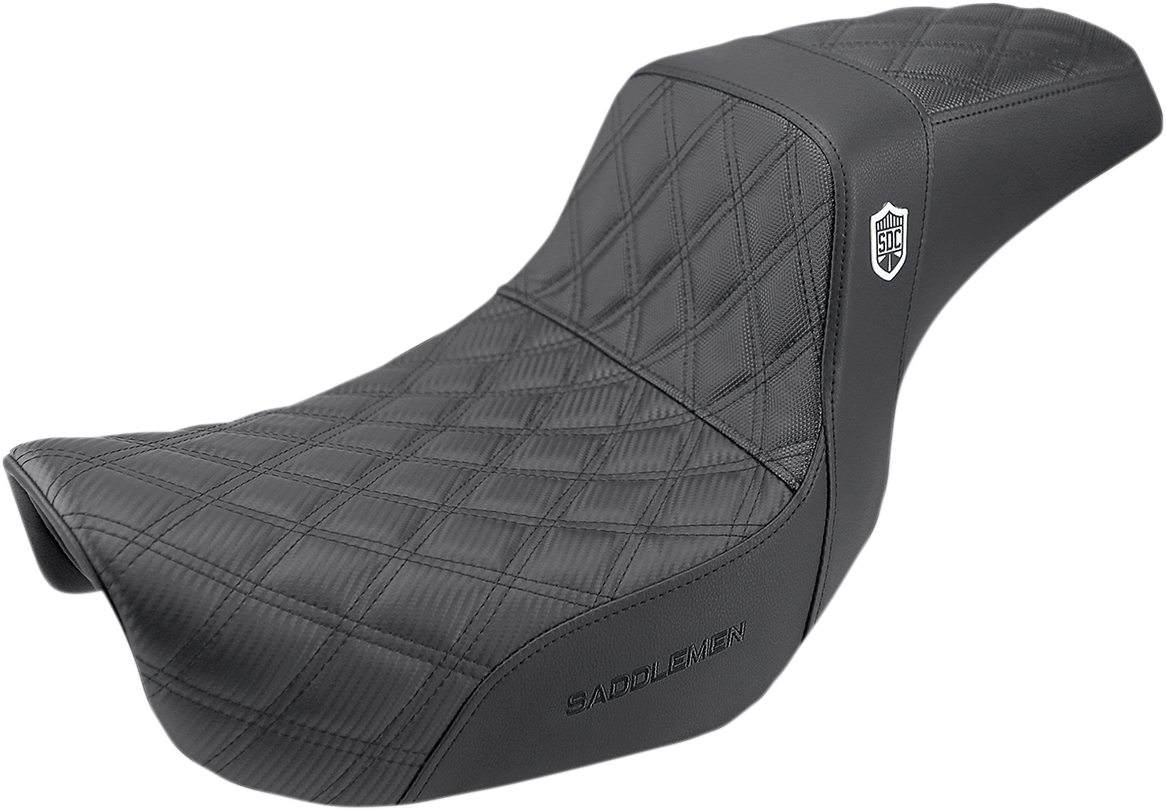 SADDLEMEN Pro Series SDC Performance Seat - w/o Backrest - Lattice Stitch/Lumbar Gripper - FLD/FXD '06-'17 SC80604D0