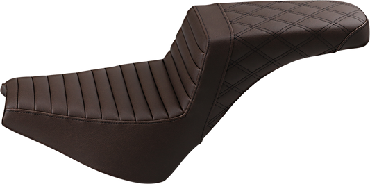 SADDLEMEN Step-Up Seat - Front Tuck-n-Roll/Rear Lattice Stitch - Brown 818-30-176BR