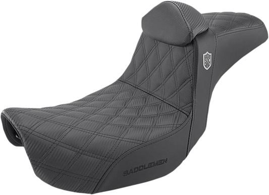 SADDLEMEN Pro Series SDC Performance Seat - w/ Backrest - Lattice Stitch/Lumbar Gripper - FLD/FXD '06-'17 SC80604DB0