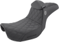 SADDLEMEN Pro Series SDC Performance Seat - w/ Backrest - Lattice Stitch/Lumbar Gripper - FLD/FXD '06-'17 SC80604DB0