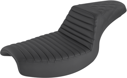 SADDLEMEN Step-Up Seat - Front Tuck-n-Roll/Rear Lattice Stitch - Black 882-09-176