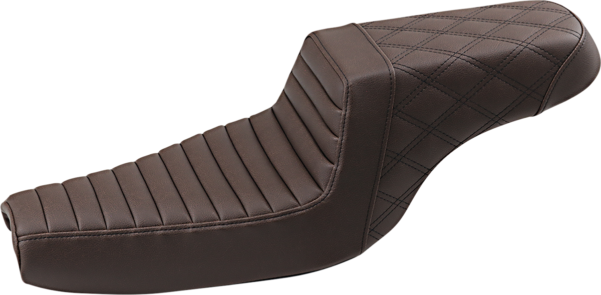 SADDLEMEN Step-Up Seat - Front Tuck-n-Roll/Rear Lattice Stitch - Brown 807-11-176BR