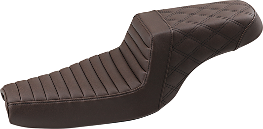 SADDLEMEN Step-Up Seat - Front Tuck-n-Roll/Rear Lattice Stitch - Brown 807-11-176BR