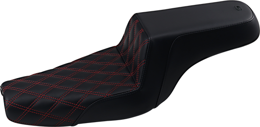 SADDLEMEN Step-Up Seat - Front Lattice Stitch/With Red Stitching - Black - XL 807-11-172RD