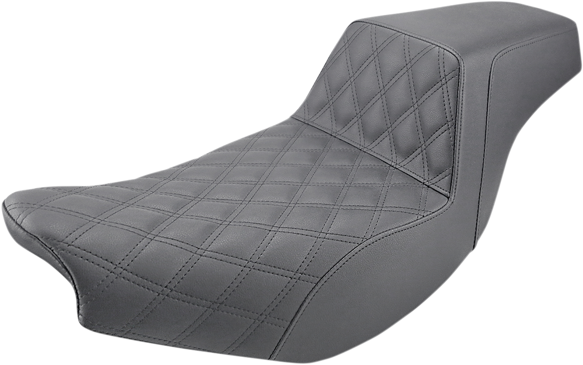 SADDLEMEN Step-Up Seat - Front Lattice Stitch/Rear Smooth - Black - Indian I14-07-172