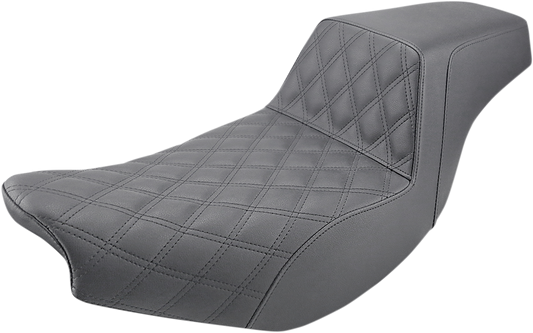 SADDLEMEN Step-Up Seat - Front Lattice Stitch/Rear Smooth - Black - Indian I14-07-172