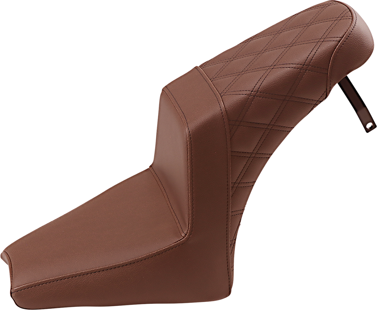 SADDLEMEN Step-Up Seat - Front Smooth/Rear Lattice Stitch - Brown - Scout Bobber I18-33-173BR