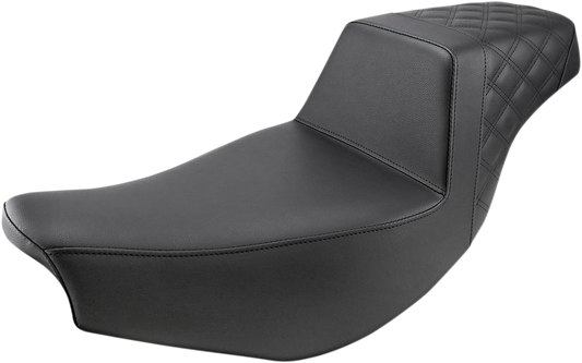 SADDLEMEN Step-Up Seat - Front Smooth/Rear Lattice Stitch - Black - Indian I14-07-173