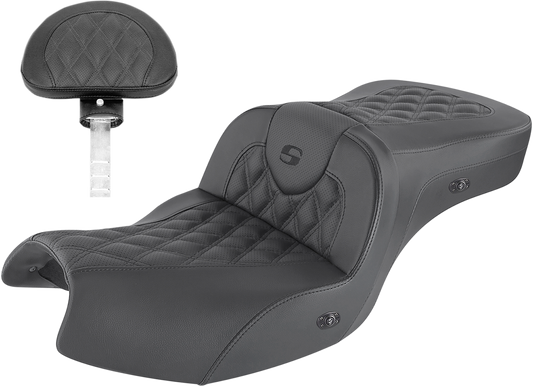 SADDLEMEN Heated Roadsofa™ Seat - Lattice Stitch - w/ Backrest - GL I20-06-182BRHCT