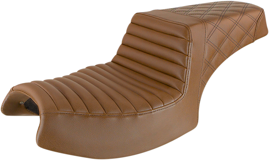 SADDLEMEN Step-Up Seat - Front Tuck-n'-Roll/Rear Lattice Stitch - Brown - Challenger I20-06-176BR