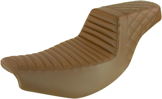 SADDLEMEN Step-Up Seat - Front Tuck-n'-Roll/Rear Lattice Stitch - Brown - Indian I14-07-176BR