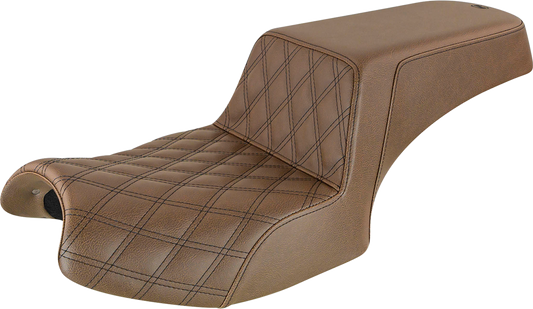 SADDLEMEN Step-Up Seat - Front Lattice Stitch/Rear Smooth - Brown - Challenger I20-06-172BR