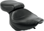 MUSTANG Seat - Vintage - Wide - Touring - Without Driver Backrest - One-Piece - Smooth - Black VT750 75105