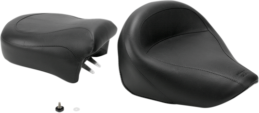 MUSTANG Seat - Vintage - Wide - Touring - Without Driver Backrest - Two-Piece - Smooth - Black - VZ800 75818
