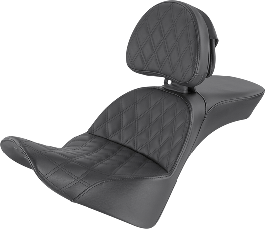 SADDLEMEN Explorer Seat - Lattice Stitched - Backrest - FL '18-'24 818-33-030LS