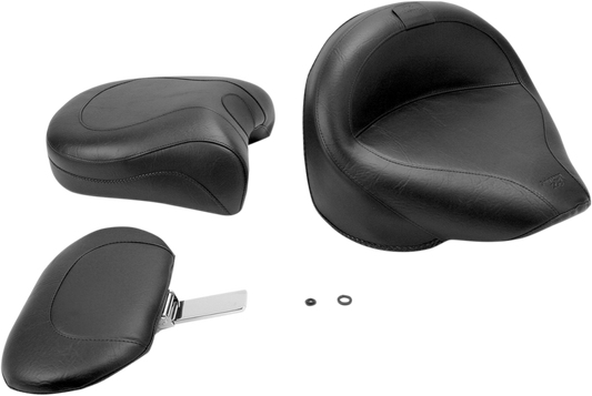 MUSTANG Seat - Vintage - Wide - Touring - With Driver Backrest - Two-Piece - Smooth - Black - XVS 79221