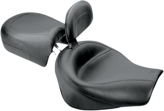 MUSTANG Seat - Vintage - Wide - Touring - With Driver Backrest - Two-Piece - Smooth - Black - Valkyrie 79141