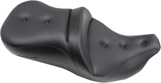 SADDLEMEN Pillow-Top Roadsofa™ Seat - with Backrest - Black - FLH/FLT '08-'24 808-07B-181