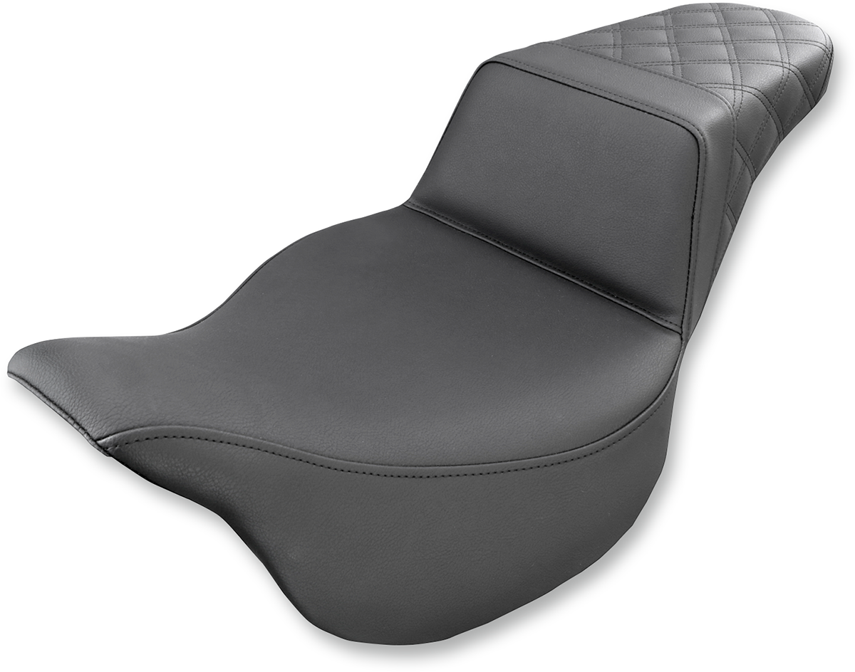 SADDLEMEN Step-Up Seat - Rear Lattice Stitch - Black - FL '08-'24 808-07B-173