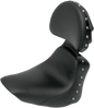 SADDLEMEN Heels Down Solo Seat - With Backrest - Studded - Black - FLSTC 806-15-0031