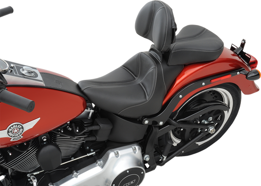 SADDLEMEN Dominator Pillion Pad - Standard Reach - Black w/ Gray Stitching - FL/FX '06-'17 806-12-0162