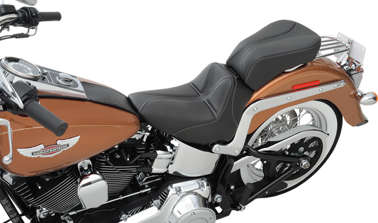 SADDLEMEN Dominator Solo Seat - w/o Backrest - Black w/ Gray Stitching - FLSTC/N '06-'17 806-15-0042