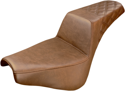 SADDLEMEN Step-Up Seat - Rear Lattice Stitch - Brown - FX '18-'24 818-30-173BR