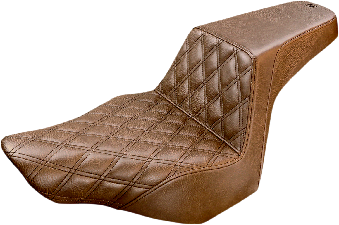 SADDLEMEN Step-Up Seat - Front Lattice Stitch - Brown - FXSB 813-27-172BR