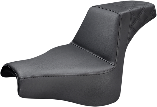 SADDLEMEN Step-Up Seat - Rear Lattice Stitch - Black - FXFB 818-28-173