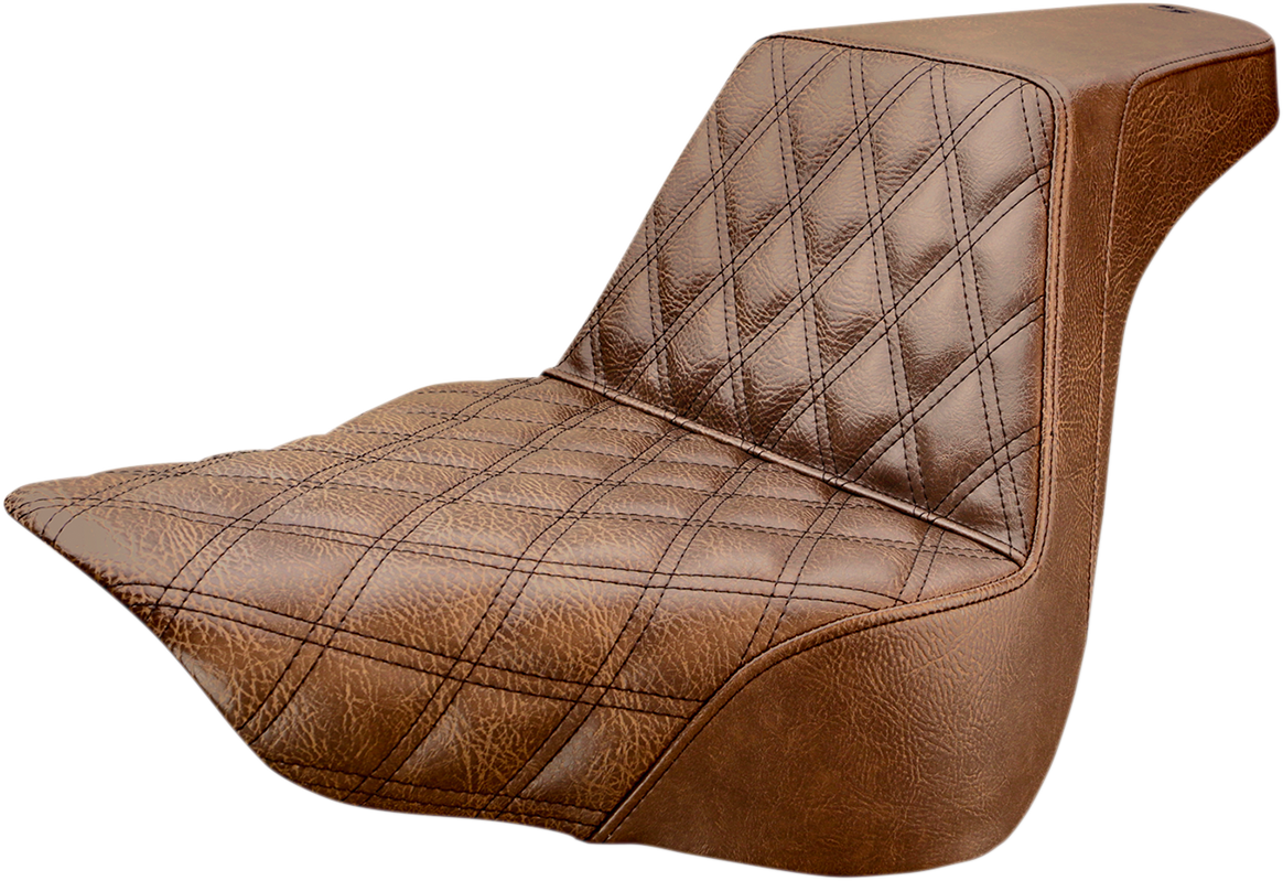 SADDLEMEN Step-Up Seat - Front Lattice Stitch - Brown - FL/FX '18-'24 818-27-172BR