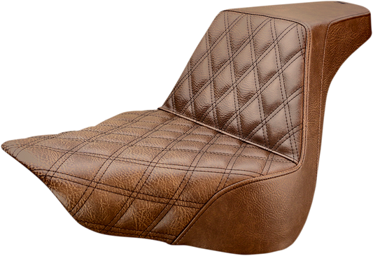 SADDLEMEN Step-Up Seat - Front Lattice Stitch - Brown - FL/FX '18-'24 818-27-172BR