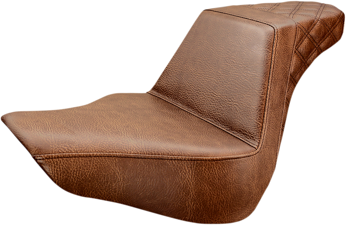 SADDLEMEN Step-Up Seat - Rear Lattice Stitch - Brown - FL/FX '18-'24 818-27-173BR