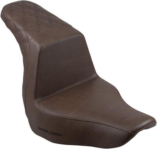 SADDLEMEN Step-Up Seat - Rear Lattice Stitch - Brown 818-29-173BR