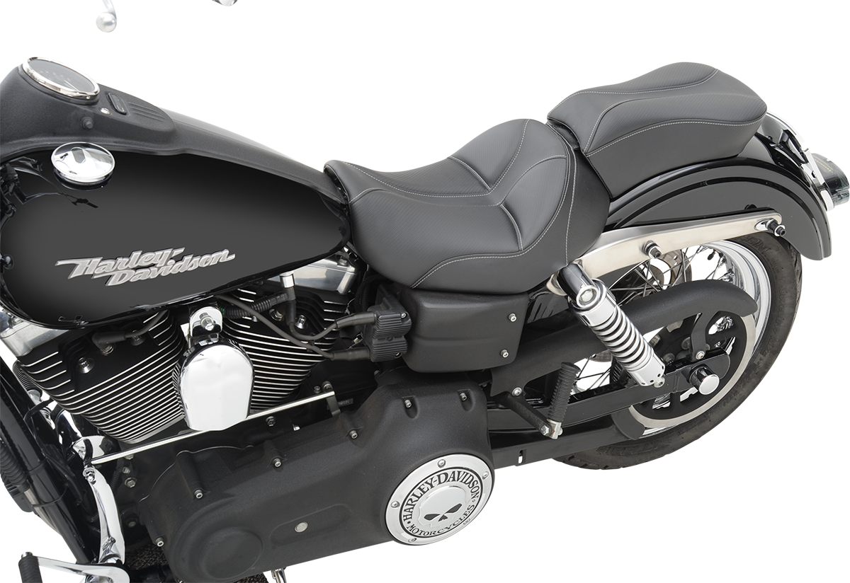 SADDLEMEN Dominator Solo Seat - w/o Backrest - Black w/ Gray Stitching - FL/FX '06-'17 806-04-0042