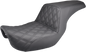 SADDLEMEN Step-Up Seat - Front Lattice Stitch - Black - Dyna 806-04-172