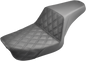 SADDLEMEN Step-Up Seat - Front Lattice Stitch - Black - Dyna 804-04-172