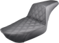 SADDLEMEN Step-Up Seat - Front Lattice Stitch - Black - Dyna 896-04-172
