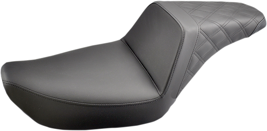 SADDLEMEN Step-Up Seat - Rear Lattice Stitched - Black - FXD 896-04-173