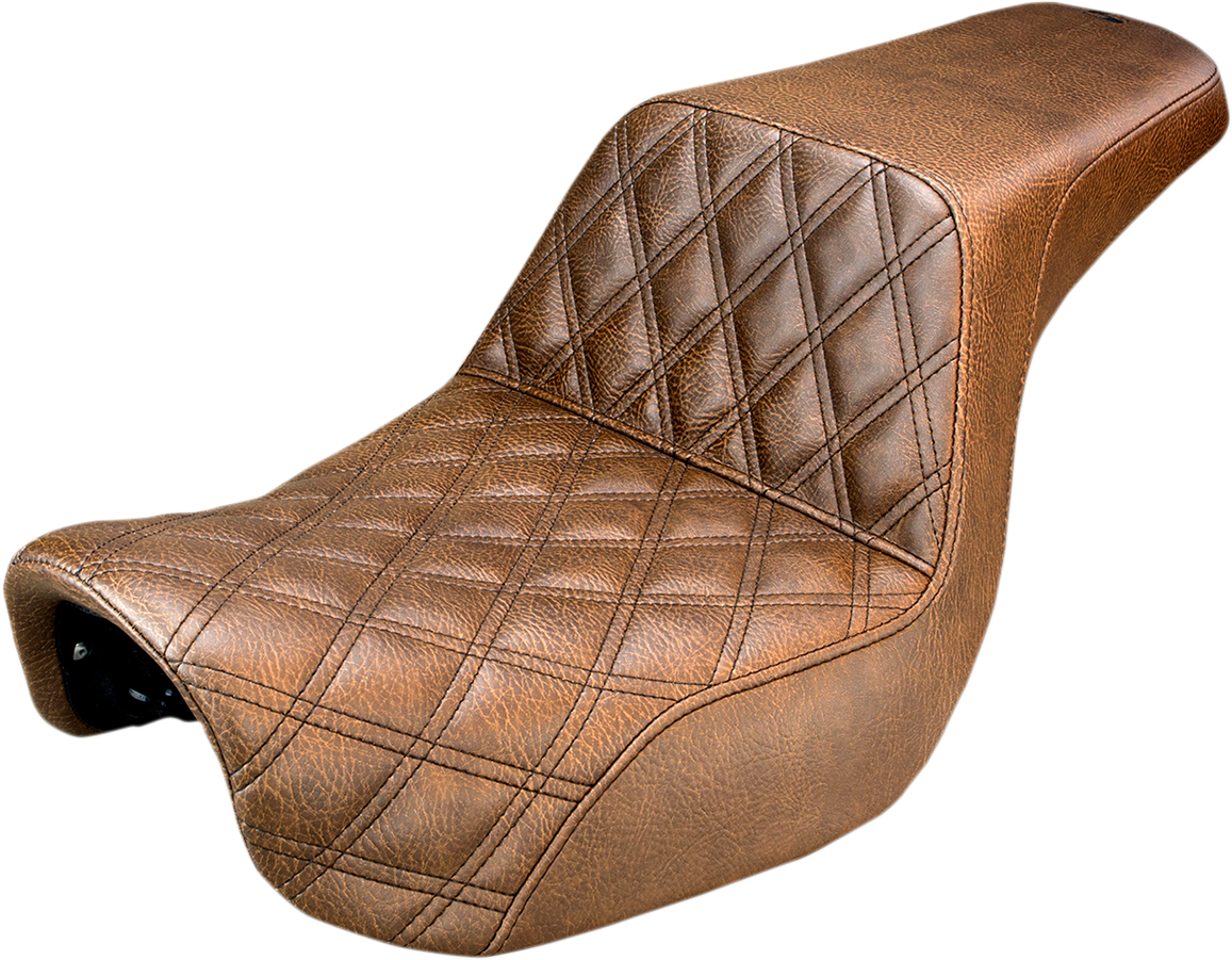 SADDLEMEN Step-Up Seat - Front Lattice Stitch - Brown - FXD 806-04-172BR