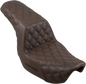 SADDLEMEN Step-Up Seat - Full Lattice Stitch - Brown - Dyna 806-04-175BR