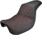 SADDLEMEN Step-Up Seat - Front Lattice Stitch/With Red Stitching - Black - Dyna 806-04-172RD