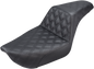 SADDLEMEN Step-Up Seat - Full Lattice Stitch - Black - Dyna 896-04-175