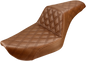 SADDLEMEN Step-Up Seat - Full Lattice Stitch - Brown - Dyna 896-04-175BR