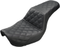 SADDLEMEN Step-Up Seat - Full Lattice Stitch - Black - Dyna 804-04-175