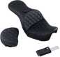 SADDLEMEN Explorer Seat - With Backrest - Lattice Stitched - Black - FXD 806-04-030LS