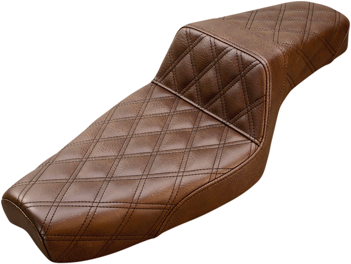 SADDLEMEN Step-Up Seat - Full Lattice Stitch - Brown - XL 879-03-175BR