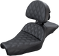 SADDLEMEN Explorer Seat - With Backrest - Lattice Stitched - Black - XL '04-'22 807-11-030LS