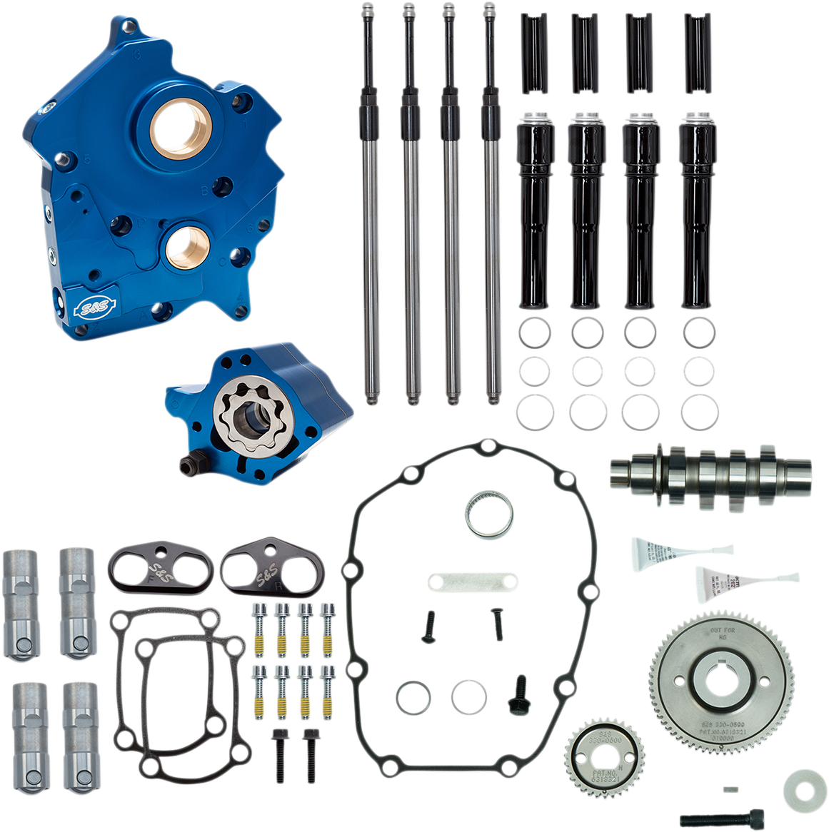 S&S CYCLE Cam Chest Kit with Plate - Gear Drive - Water Cooled - 465 Cam - Black Pushrods - M8 310-1009A