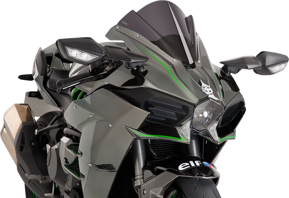 PUIG HI-TECH PARTS Race Windscreen - 13" - Dark Smoke - Ninja 7631F